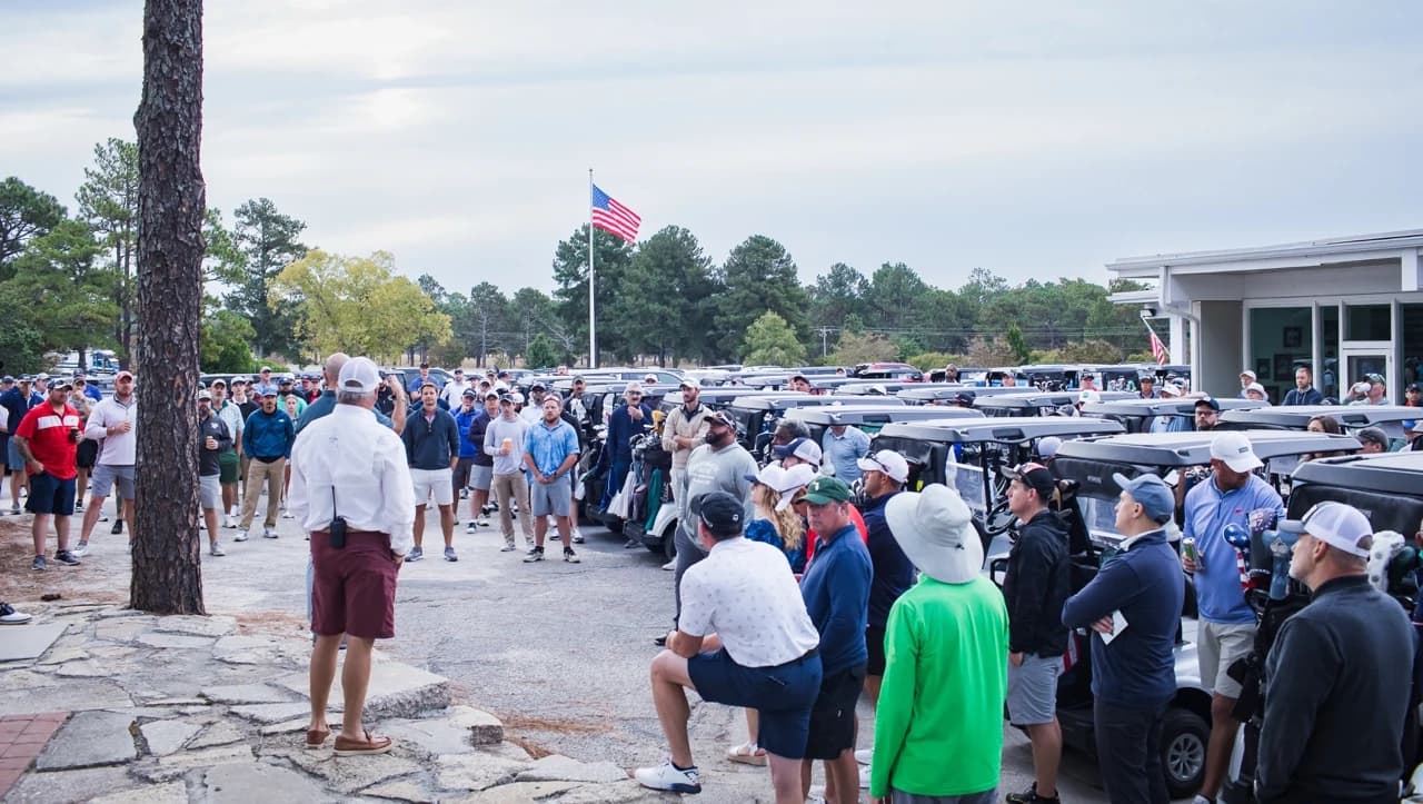 Players and supporters gathered outside Hyland’s clubhouse for the opening of the 2026 inaugural tournament